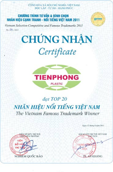 Nhựa Tiền Phong - nhãn hiệu nổi tiếng Việt Nam
